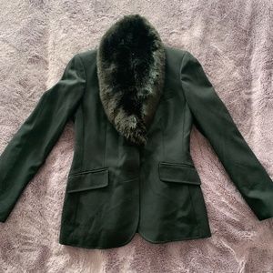 Suit Jacket with Fur Collar